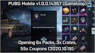 PUBG Mobile v1.0.0.14367 (Gameloop) - Opening 6x Packs, 3x Crates, 55x Coupons (2020.10.19)